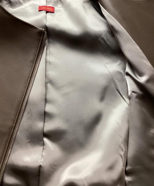 DES PRES（デ プレ）DES PRES (デ プレ) ノーカラーレザージャケット ブラウン サイズ:36の古着・服飾アイテム