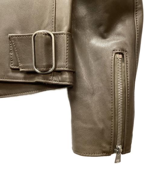 DES PRES（デ プレ）DES PRES (デ プレ) ノーカラーレザージャケット ブラウン サイズ:36の古着・服飾アイテム