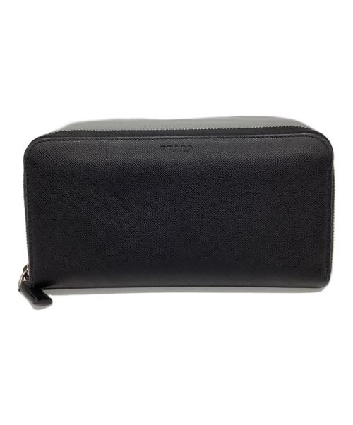 PRADA（プラダ）PRADA (プラダ) ラウンドファスナーウォレット ブラックの古着・服飾アイテム