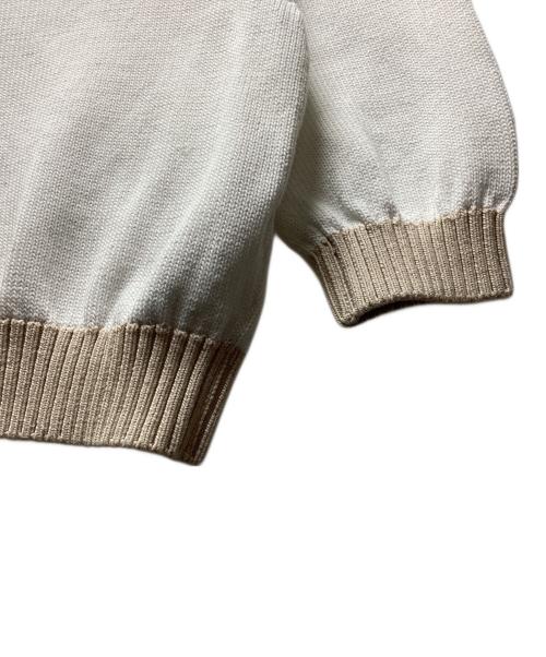 PRADA（プラダ）PRADA (プラダ) ロゴ刺繍ニット ホワイト×ベージュ サイズ:38の古着・服飾アイテム