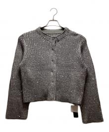 Omekashi（オメカシ）の古着「スパンコールニットカーディガン」｜ライトグレー