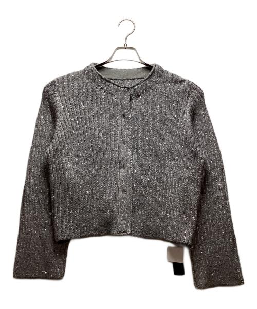 Omekashi（オメカシ）Omekashi (オメカシ) スパンコールニットカーディガン ライトグレー サイズ:Freeの古着・服飾アイテム