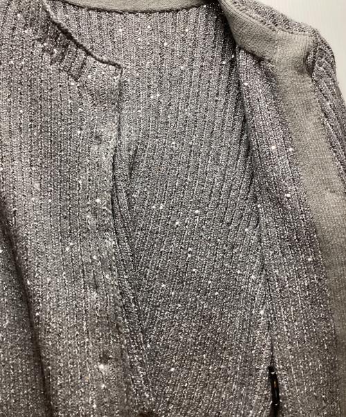 Omekashi（オメカシ）Omekashi (オメカシ) スパンコールニットカーディガン ライトグレー サイズ:Freeの古着・服飾アイテム