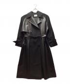 HAREハレ）の古着「フェイクレザー切替コート」｜ブラック