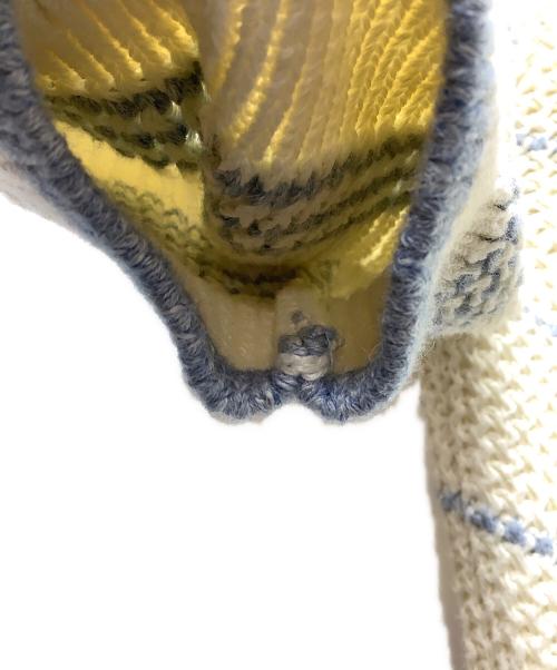 POLO RALPH LAUREN（ポロ・ラルフローレン）POLO RALPH LAUREN (ポロ・ラルフローレン) ニットポロシャツ ホワイト×ブルー サイズ:Sの古着・服飾アイテム