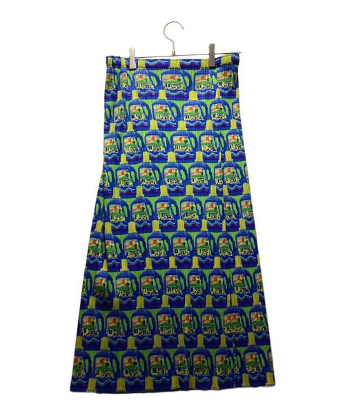 PLEATS PLEASE（プリーツプリーズ）PLEATS PLEASE (プリーツプリーズ) ミディスカート グリーン×ブルー サイズ:5の古着・服飾アイテム