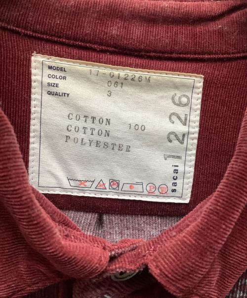 sacai（サカイ）sacai (サカイ) コーデュロイシャツ ワインレッド サイズ:3の古着・服飾アイテム