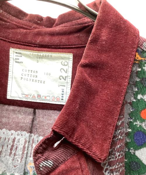 sacai（サカイ）sacai (サカイ) コーデュロイシャツ ワインレッド サイズ:3の古着・服飾アイテム