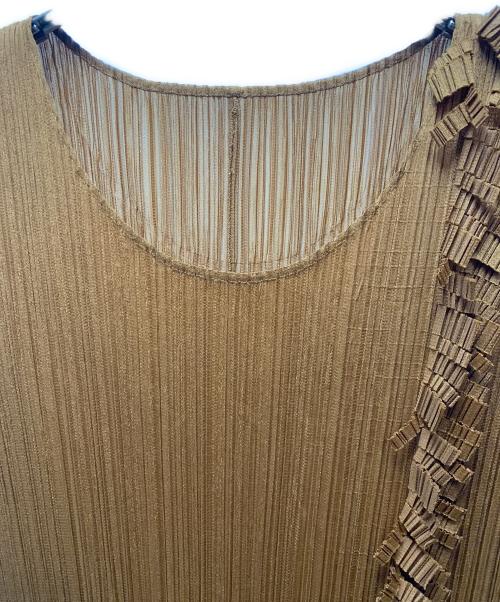 PLEATS PLEASE（プリーツプリーズ）PLEATS PLEASE (プリーツプリーズ) ノースリーブワンピース キャメル サイズ:5の古着・服飾アイテム