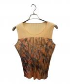 PLEATS PLEASEプリーツプリーズ）の古着「ノースリーブブラウス」｜オレンジ