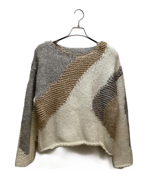 Omekashi（オメカシ）Omekashi (オメカシ) 厚手ニット グレー×ホワイト サイズ:Free 未使用品の古着・服飾アイテム