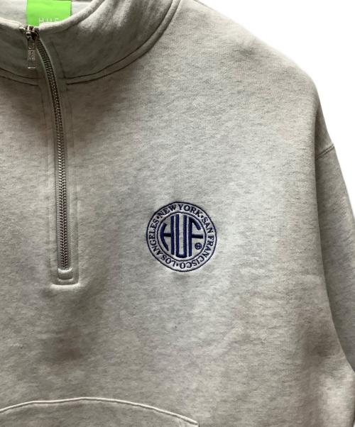 HUF（ハフ）HUF (ハフ) ハーフジップスウェット ライトグレー サイズ:XLの古着・服飾アイテム