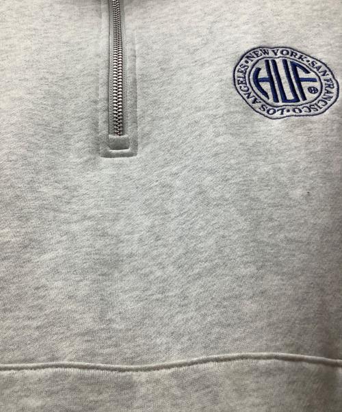 HUF（ハフ）HUF (ハフ) ハーフジップスウェット ライトグレー サイズ:XLの古着・服飾アイテム