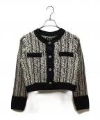 MARY QUANTマリークヮント）の古着「ニットジャケット」｜ホワイト×ブラック