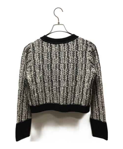 MARY QUANT（マリークヮント）MARY QUANT (マリークヮント) ニットジャケット ホワイト×ブラック サイズ:Mの古着・服飾アイテム