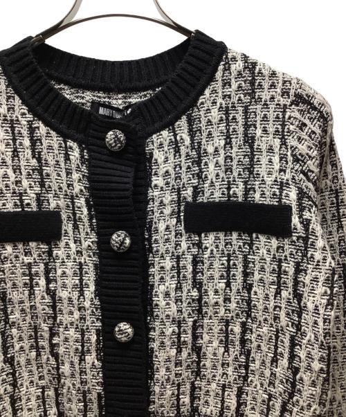 MARY QUANT（マリークヮント）MARY QUANT (マリークヮント) ニットジャケット ホワイト×ブラック サイズ:Mの古着・服飾アイテム