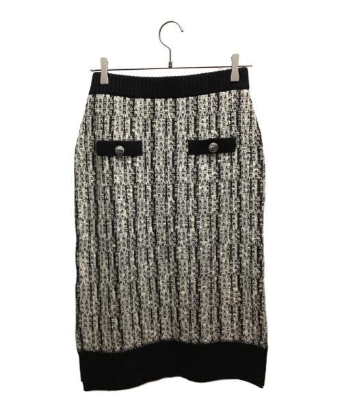MARY QUANT（マリークヮント）MARY QUANT (マリークヮント) ニットスカート ホワイト×ブラック サイズ:Mの古着・服飾アイテム