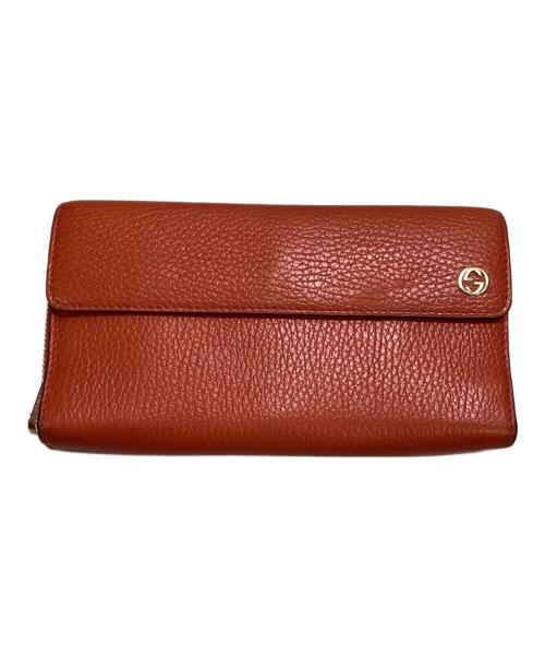GUCCI（グッチ）GUCCI (グッチ) ラウンドファスナー財布 オレンジの古着・服飾アイテム