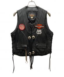 HARLEY-DAVIDSON（ハーレーダビッドソン）の古着「レザーベスト」｜ブラック