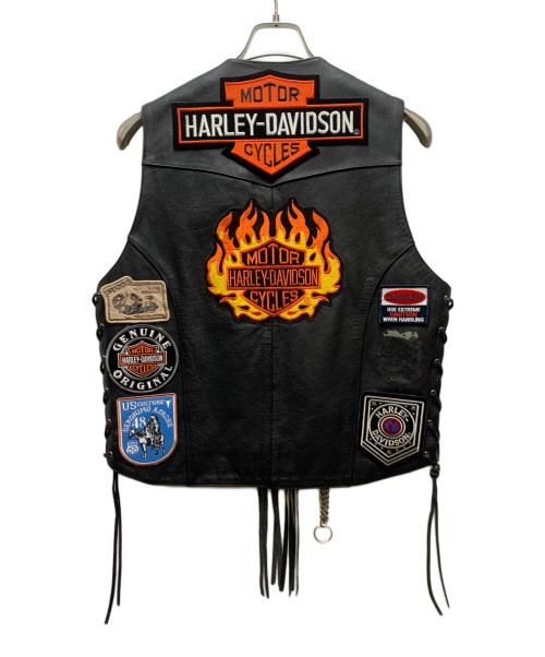 HARLEY-DAVIDSON（ハーレーダビッドソン）HARLEY-DAVIDSON (ハーレーダビッドソン) レザーベスト ブラック サイズ:Ｌの古着・服飾アイテム
