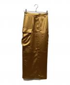 CLANEクラネ）の古着「SATIN CARGO STRAIGHT SKIRT」｜イエロー