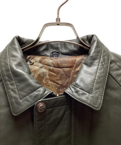 ノーブランド（ノーブランド）ノーブランド (ノーブランド) ラムレザージャケット グリーン サイズ:Lの古着・服飾アイテム