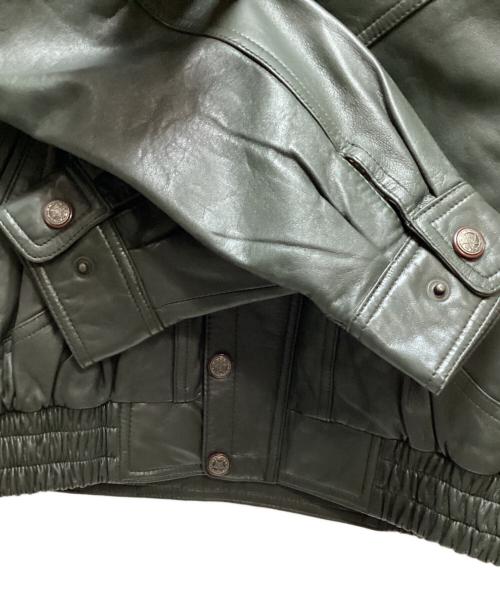 ノーブランド（ノーブランド）ノーブランド (ノーブランド) ラムレザージャケット グリーン サイズ:Lの古着・服飾アイテム