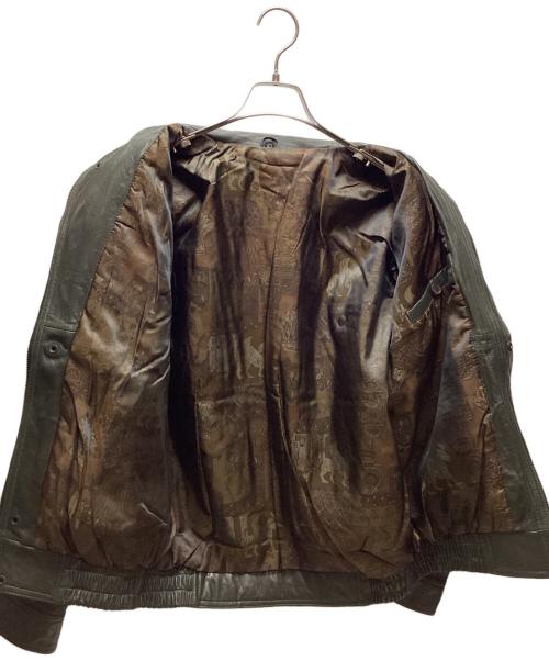 ノーブランド（ノーブランド）ノーブランド (ノーブランド) ラムレザージャケット グリーン サイズ:Lの古着・服飾アイテム