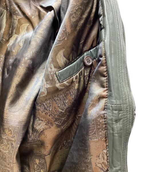 ノーブランド（ノーブランド）ノーブランド (ノーブランド) ラムレザージャケット グリーン サイズ:Lの古着・服飾アイテム