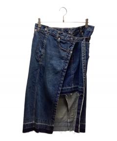 中古・古着通販】sacai (サカイ) デニムプリーツスカート インディゴ