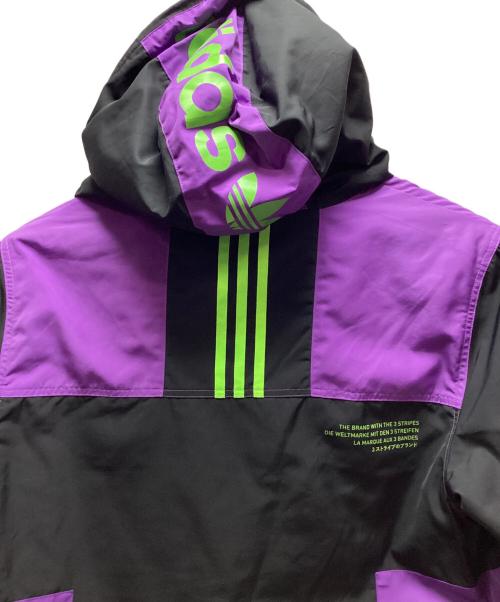 adidas（アディダス）adidas (アディダス) 中綿ジャケット ブラック×パープルの古着・服飾アイテム