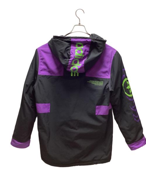 adidas（アディダス）adidas (アディダス) 中綿ジャケット ブラック×パープルの古着・服飾アイテム