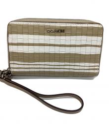 COACH（コーチ）の古着「ラウンドジップ財布」｜ベージュ×ホワイト