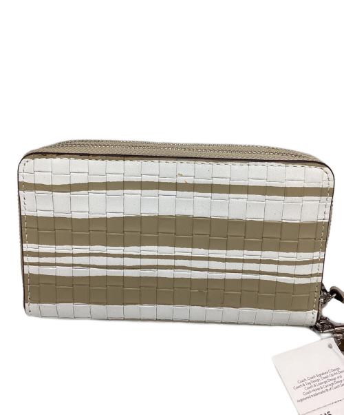 COACH（コーチ）COACH (コーチ) ラウンドジップ財布 ベージュ×ホワイトの古着・服飾アイテム