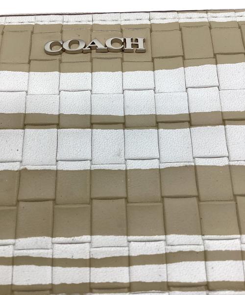 COACH（コーチ）COACH (コーチ) ラウンドジップ財布 ベージュ×ホワイトの古着・服飾アイテム