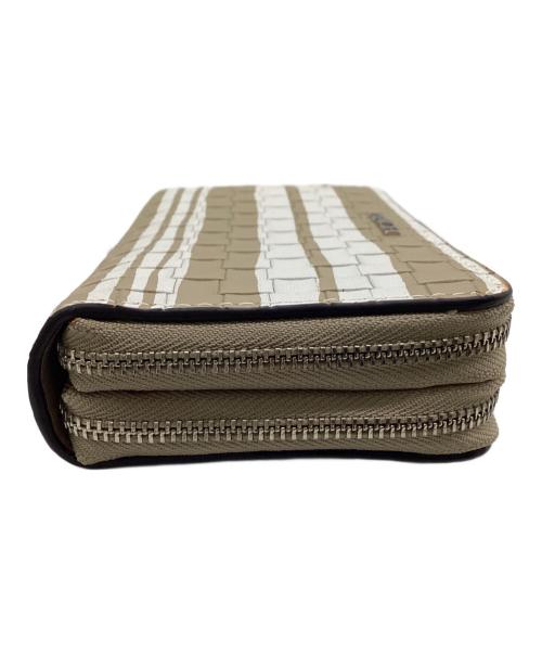 COACH（コーチ）COACH (コーチ) ラウンドジップ財布 ベージュ×ホワイトの古着・服飾アイテム