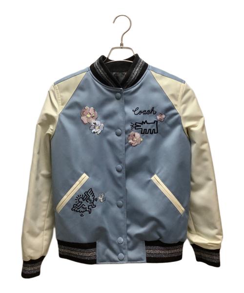 COACH（コーチ）COACH (コーチ) Keith Haring (キースヘリング) スタジャン スカイブルー サイズ:XSの古着・服飾アイテム