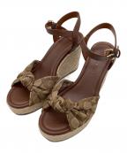 COACHコーチ）の古着「レザーアンクルストラップサンダル」｜ブラウン