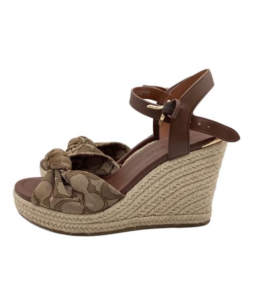 COACH（コーチ）COACH (コーチ) レザーアンクルストラップサンダル ブラウン サイズ:23cmの古着・服飾アイテム