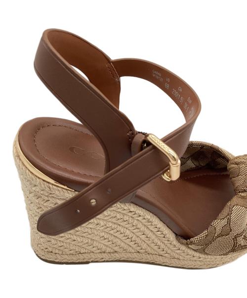 COACH（コーチ）COACH (コーチ) レザーアンクルストラップサンダル ブラウン サイズ:23cmの古着・服飾アイテム