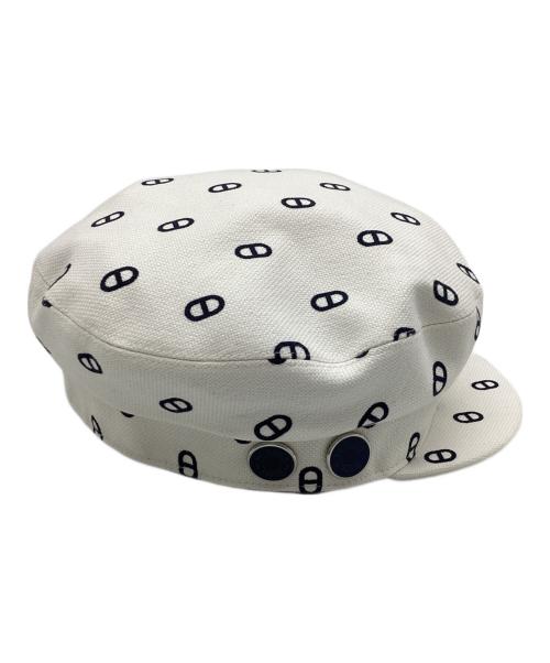 HERMES（エルメス）HERMES (エルメス) キャップ ホワイト×ブラックの古着・服飾アイテム