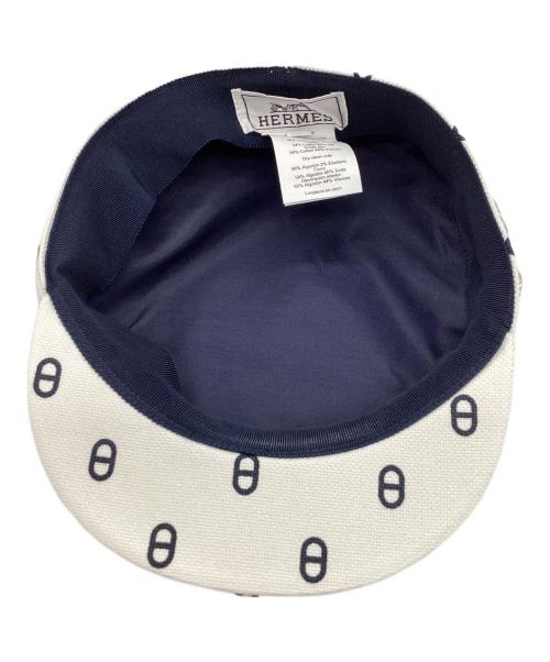 HERMES（エルメス）HERMES (エルメス) キャップ ホワイト×ブラックの古着・服飾アイテム