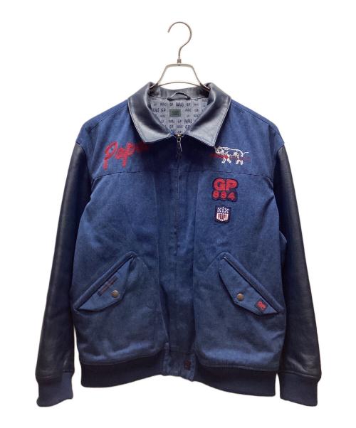 PAPAS（パパス）PAPAS (パパス) デニムレザージャケット ネイビー サイズ:XLの古着・服飾アイテム