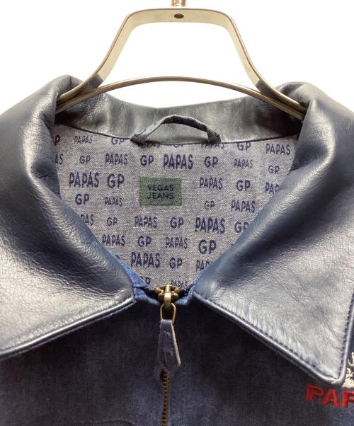 PAPAS（パパス）PAPAS (パパス) デニムレザージャケット ネイビー サイズ:XLの古着・服飾アイテム