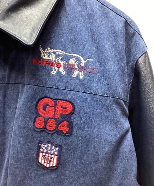PAPAS（パパス）PAPAS (パパス) デニムレザージャケット ネイビー サイズ:XLの古着・服飾アイテム