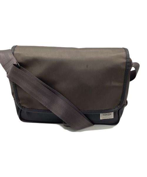 PORTER（ポーター）PORTER (ポーター) メッセンジャーバッグ ブラック×ブラウンの古着・服飾アイテム