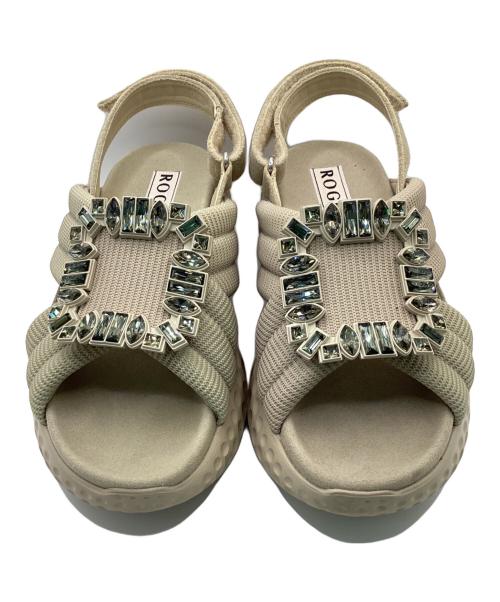 Roger Vivier（ロジェ ヴィヴィエ）Roger Vivier (ロジェ ヴィヴィエ) ヴィヴランライトファブリックサンダル ベージュ サイズ:36の古着・服飾アイテム