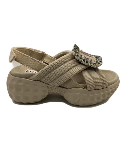 Roger Vivier（ロジェ ヴィヴィエ）Roger Vivier (ロジェ ヴィヴィエ) ヴィヴランライトファブリックサンダル ベージュ サイズ:36の古着・服飾アイテム