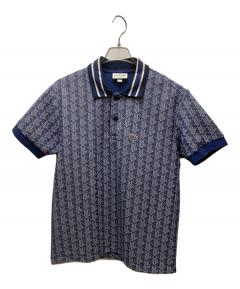 〔極美品〕ラコステ　モノグラム　ジャガードネイビー半袖ポロシャツ　Mサイズ 中古・古着通販】LACOSTE (ラコステ) モノグラムジャガードポロシャツ