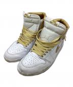 NIKEナイキ）の古着「ハイカットスニーカー」｜ホワイト×ゴールド